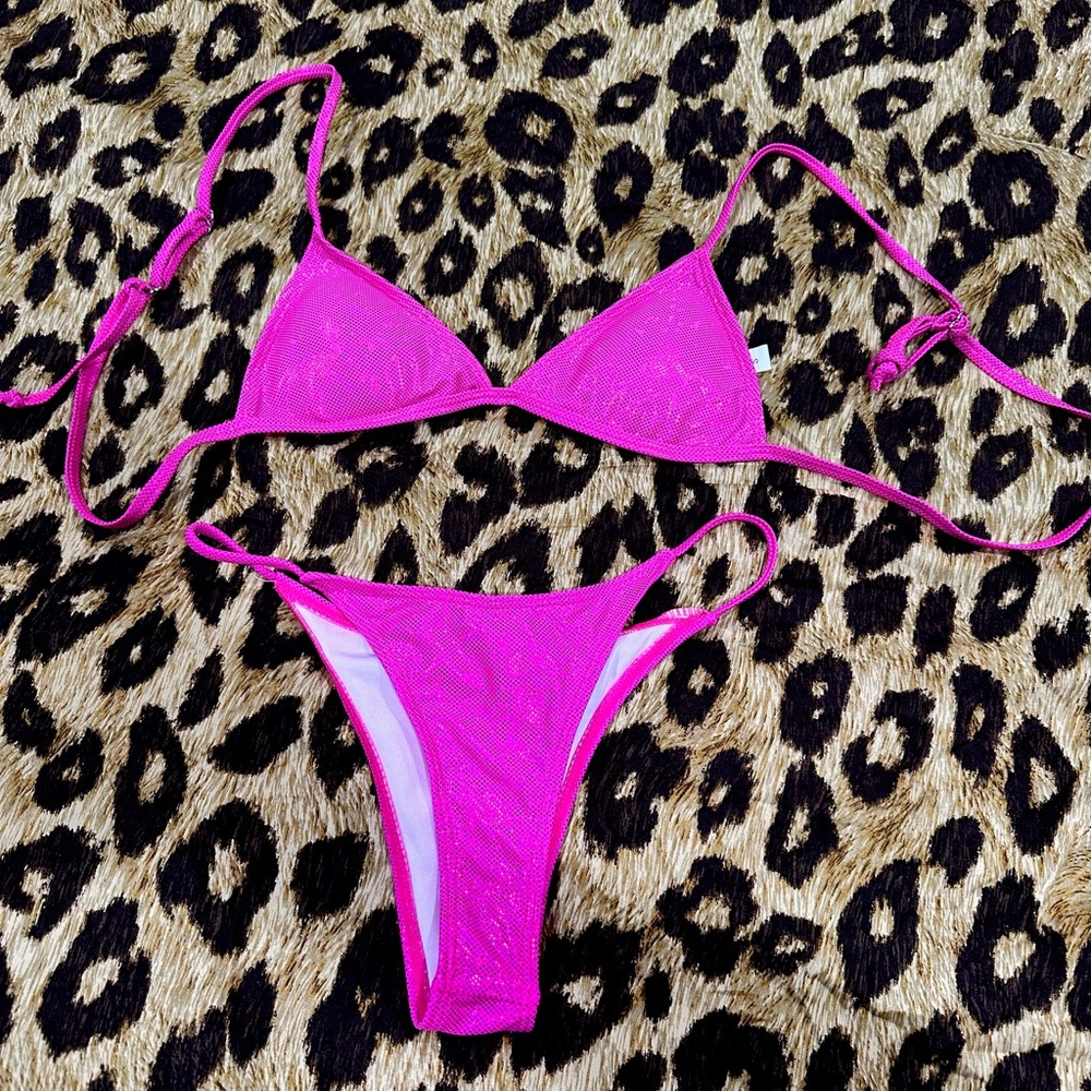SOLD - 80s inspired - disco - hot pink Bikini Set - XS/S